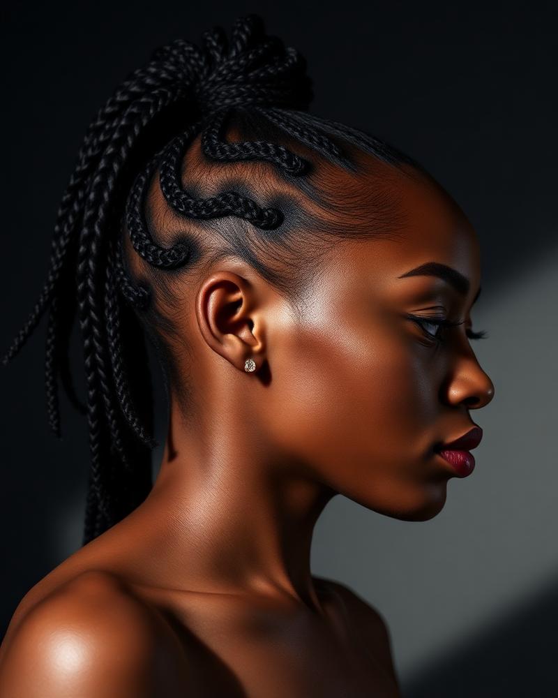 Cornrow pattern updo