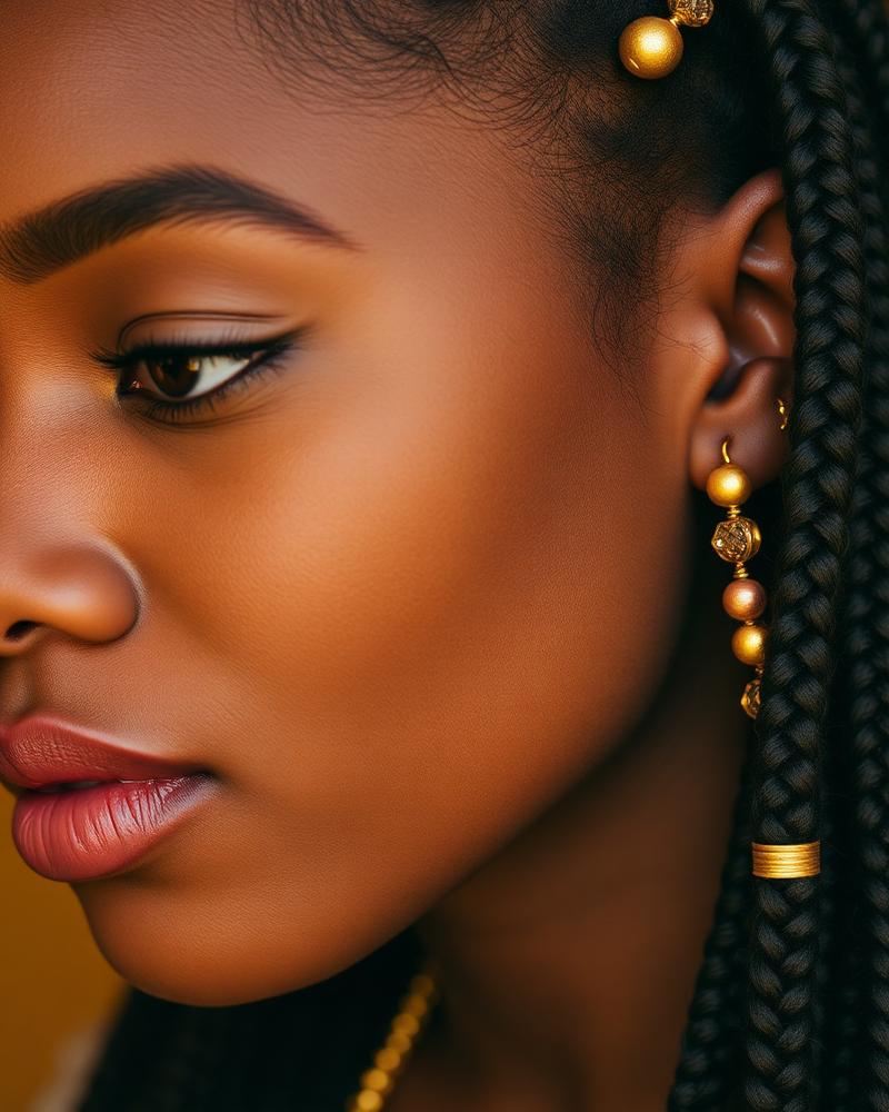 Box braids with gold beads