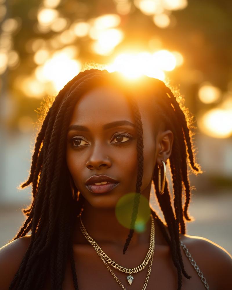 Faux locs golden hour